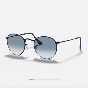 NWOT Ray-Ban Round Metal Sunglasses - Matte Black/Light Blue Gradient RB3447